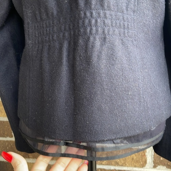 LOFT Navy Blue Mesh Trim Jacket Blazer Wool Blend - Picture 14 of 16